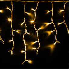Гирлянда Айсикл (бахрома) светодиодный, 4,0 х 0,6 м, белый провод КАУЧУК, 230 В, диоды желтые, 128 LED